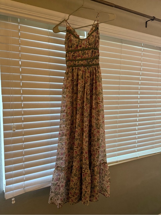 Dresses & Skirts - Floral Spaghetti-Strap Maxi Dress - Cream/Pink/Sage